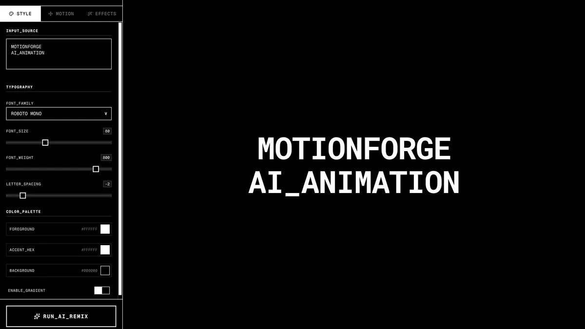 MotionForge terminal UI